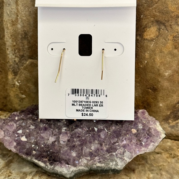 Gold Citrine Rainbow Bead Gemstone Earrings - Picture 7 of 7